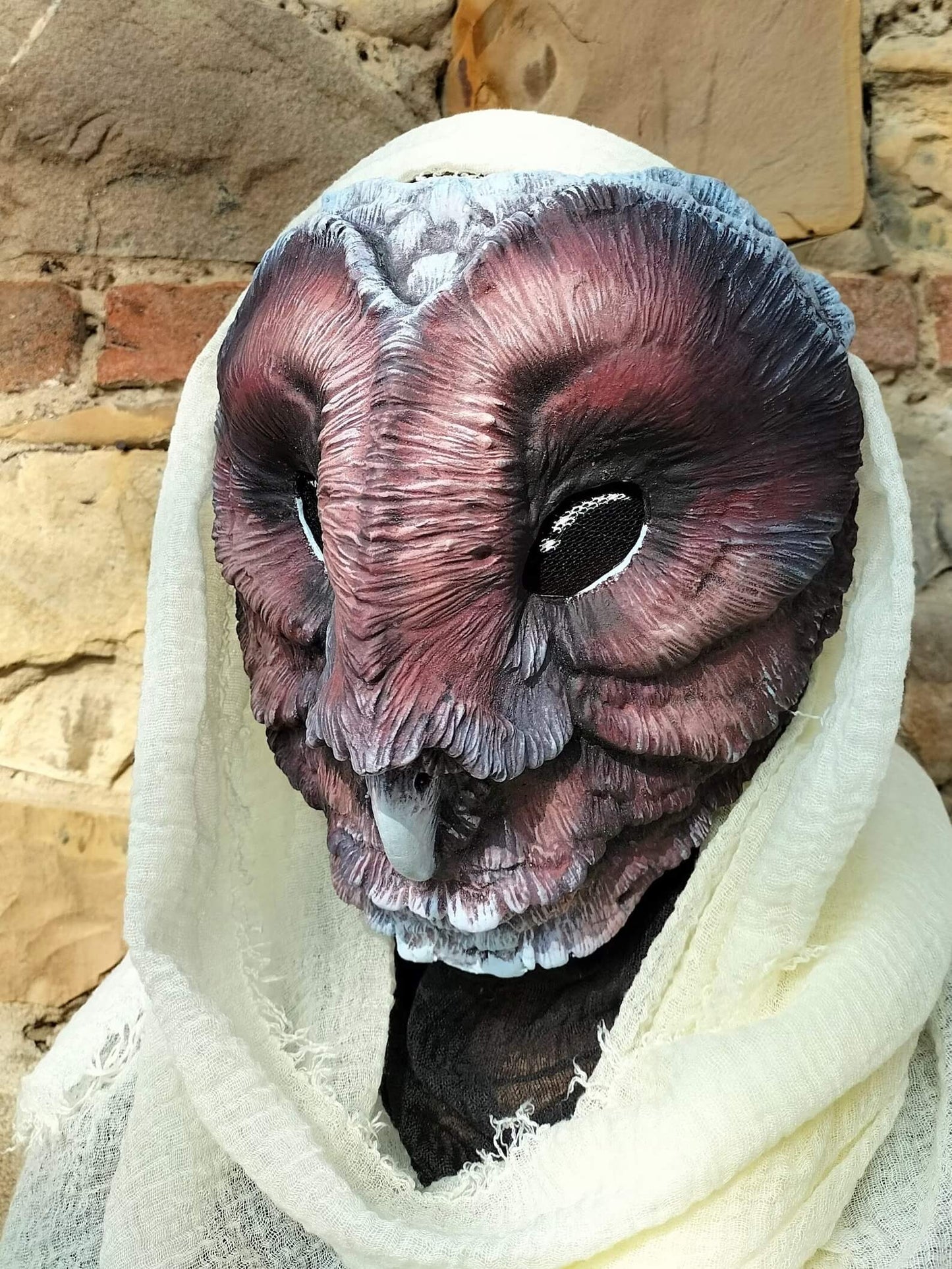 Dark Barn Owl mask- Ready to Ship