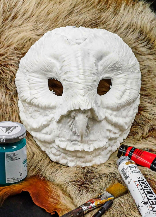 Ready to ship Blank mask - Barn owl mask front view for DIY project. Ideal for cosplay costumes, Larp clothing and craft ideas