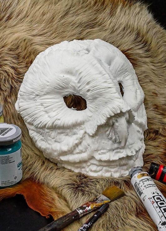 Blank mask - Barn owl mask front view for DIY project. Ideal for cosplay costumes, Larp clothing and craft ideas