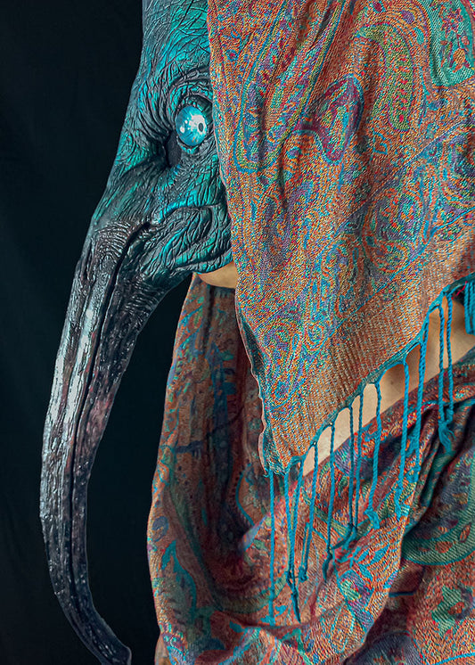 Egyptian mask inspired Sacred Ibis texture- Thoth mask -side view