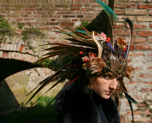 Step-by-step tutorial for creating a DIY feather headdress.