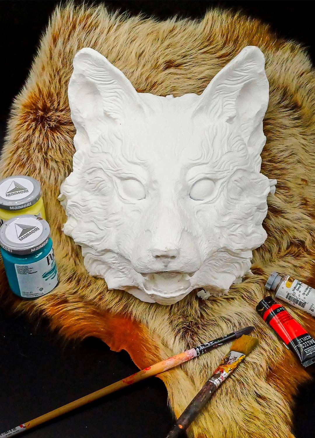 Step-by-step instruction guide for crafting a Huli Jing fox mask from the blank.