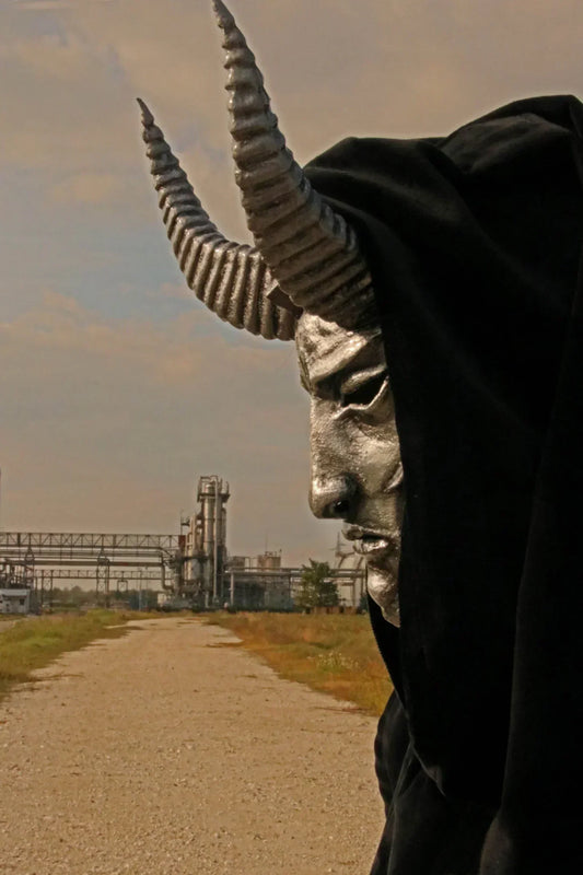 Cosplay mask Harlequin Mask 40k inspired form Eldar Harlequins from Warhammer side view with grey color