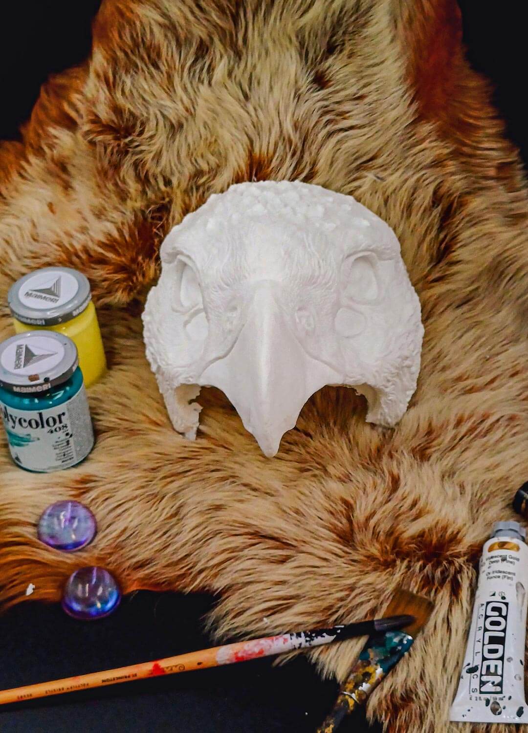 Blank Eagle resin mask, side profile, showing the mask's shape and design