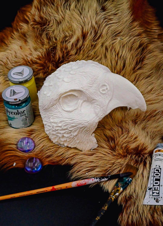 Unpainted blank Hawk resin mask, front view, ready for DIY customization