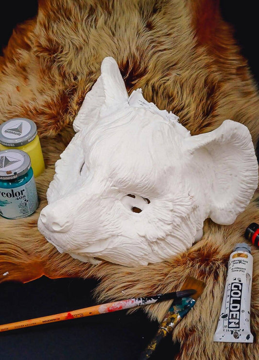 Hyena Blank Resin mask side view with colors for craft ideas and cosplay costumes