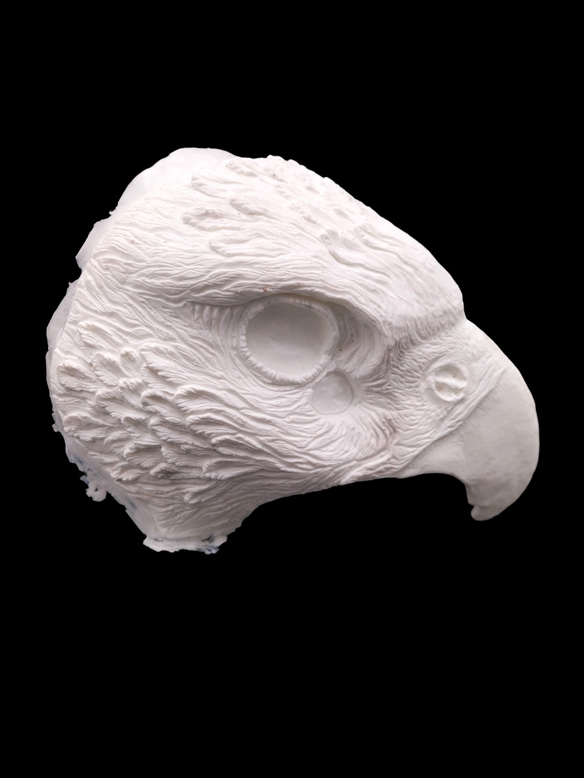 Horus mask blank resin, detail of the eye area, showing the provided eye half-spheres
