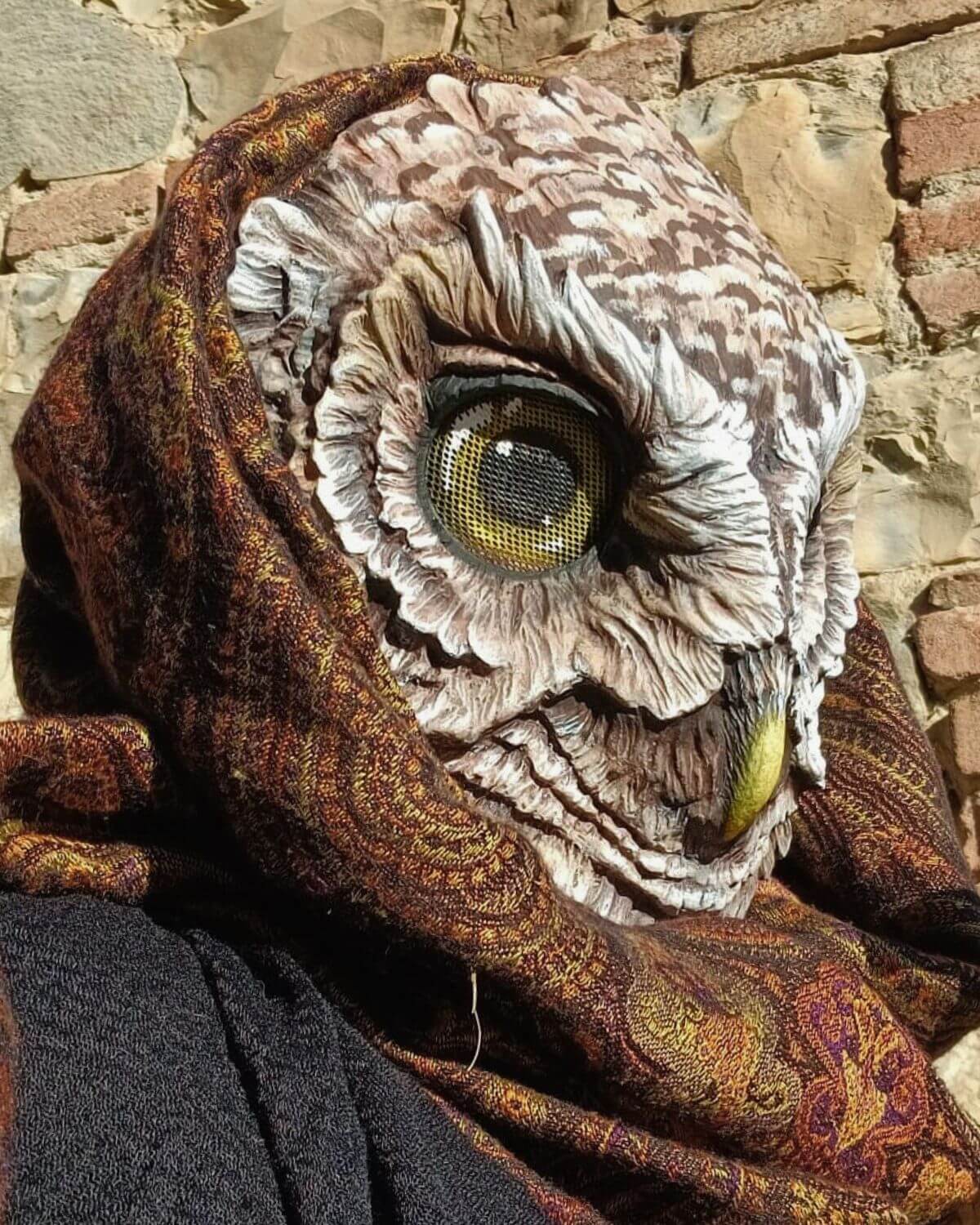 Owl Mask Styled for LARP & Costumes – Stunning dragonfly-inspired owl mask, designed for LARP events, cosplay, and mystical Wiccan ceremonies.
