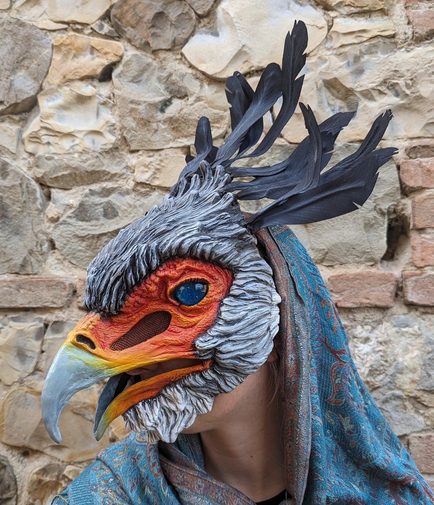 Example of blank resin mask serpentario colored with orange and grey color