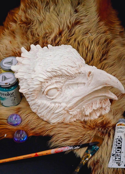 Serpentario blank resin mask side view with colors and gems