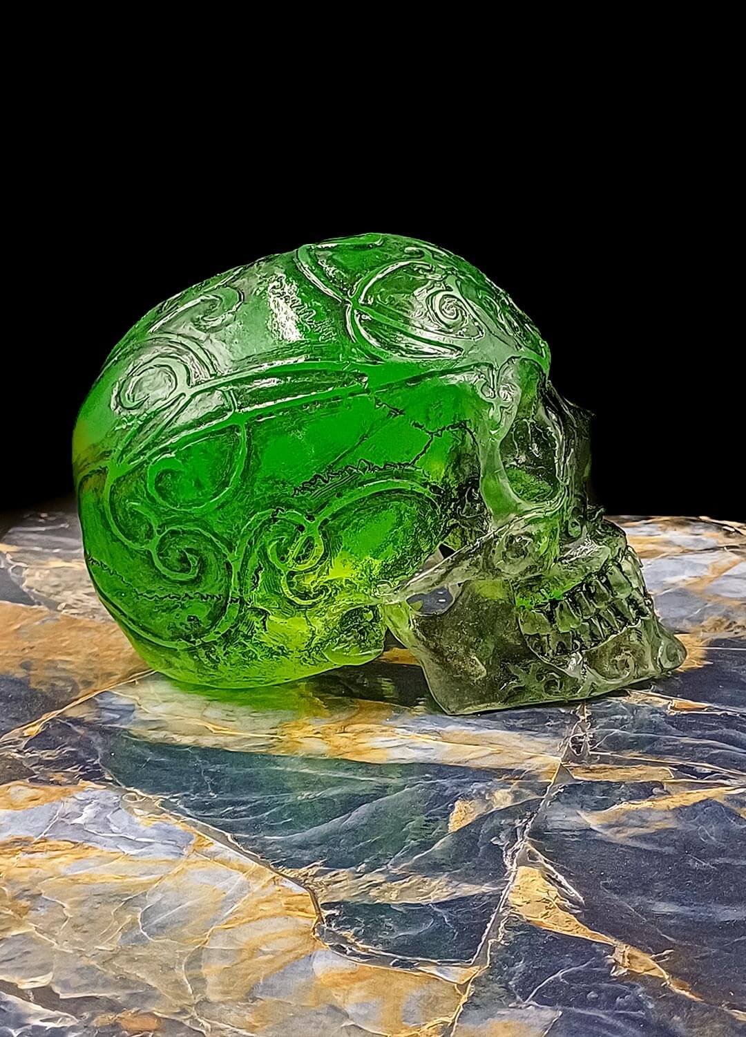 Resin skull texture close-up, hand-painted shading details, artistic skull