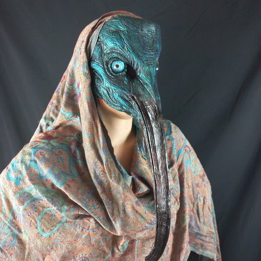 Egyptian mask Thoth mask  inspired Sacred Ibis texture with blue eyes