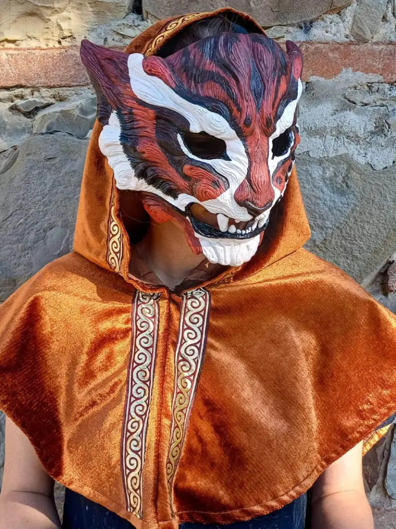 Bau Hu mask worn with tiger claw accessories, for a complete Tigress from Kung Fu Panda inspired look