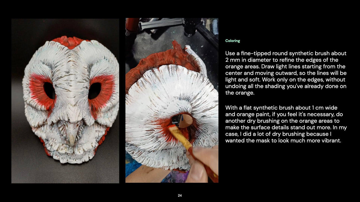 Sun-kissed mask painting tutorial, various mask styles, vibrant color examples.