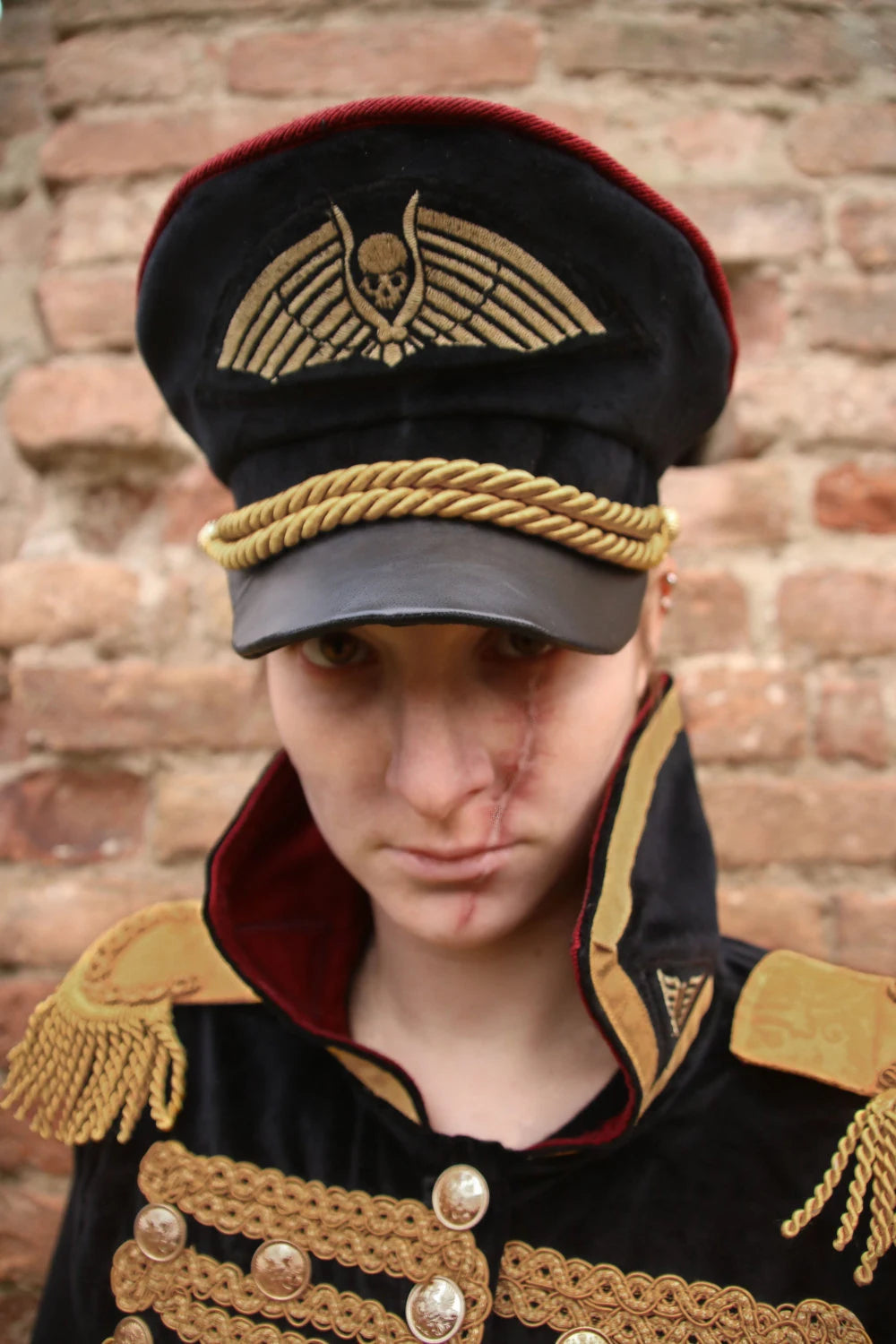 Waterproof Warhammer Commissar Hat, emphasizing its durability for various events.