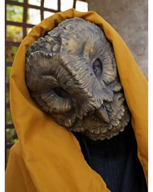 Made to order - Handcrafted copper owl mask, Venetian style, resin material, unique design for masquerade balls and cosplay, hand-painted details.