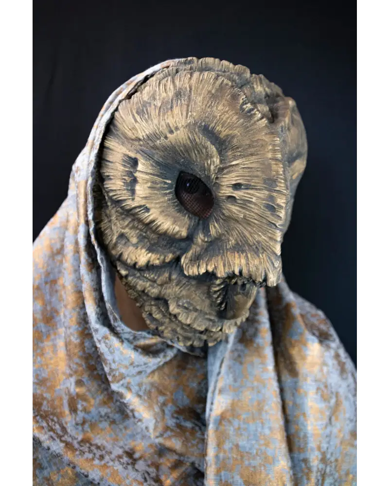 Made to order - Handcrafted copper owl mask, resin construction, unique design inspired by Venetian masks, ideal for masquerade events and theatrical performances