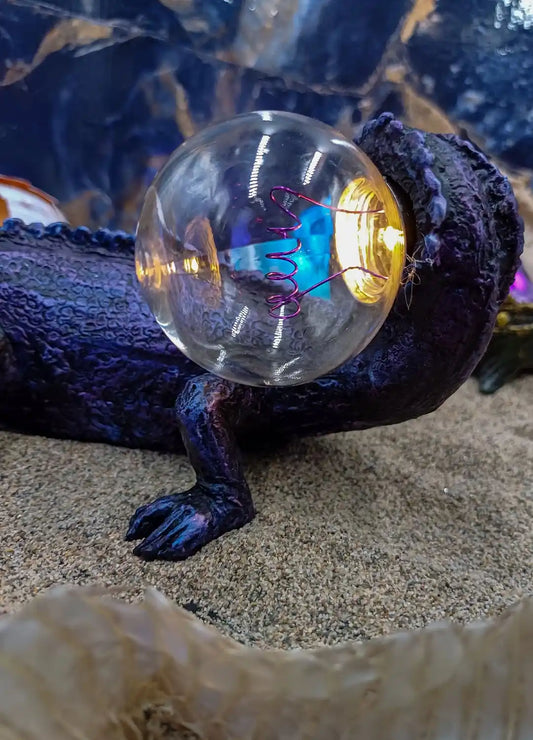 Unique handcrafted chameleon light sculpture used as table or wall lamp