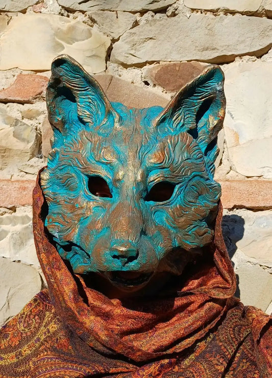oxidized resin fox demon masquerade mask handcrafted in italy