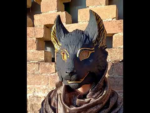 Articulated jaw Fenrir wolf Anubis resin mask for Egyptian cosplay and LARP