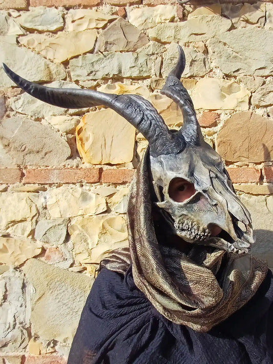 skull mask with moving jaw articulated ram mask