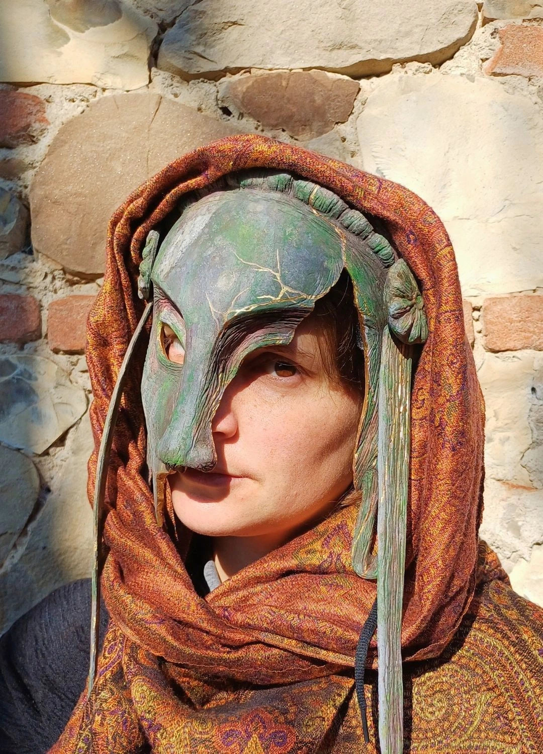 japanese kintsugi resin mask full face for larp and cosplay