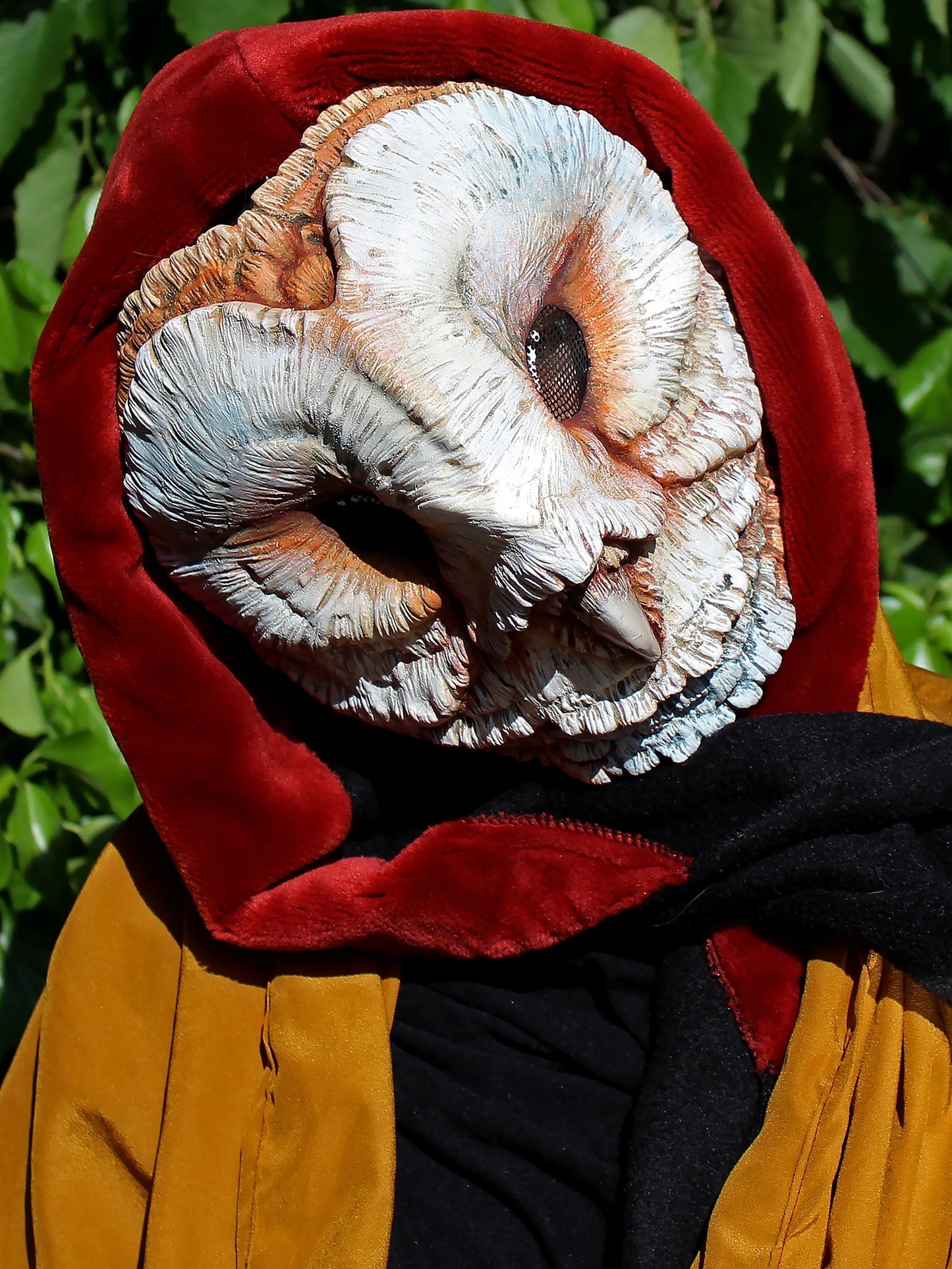Pink barn owl mask with normal eyes perfect for cosplay costumes, wiccan costumes is handpainted resin mask