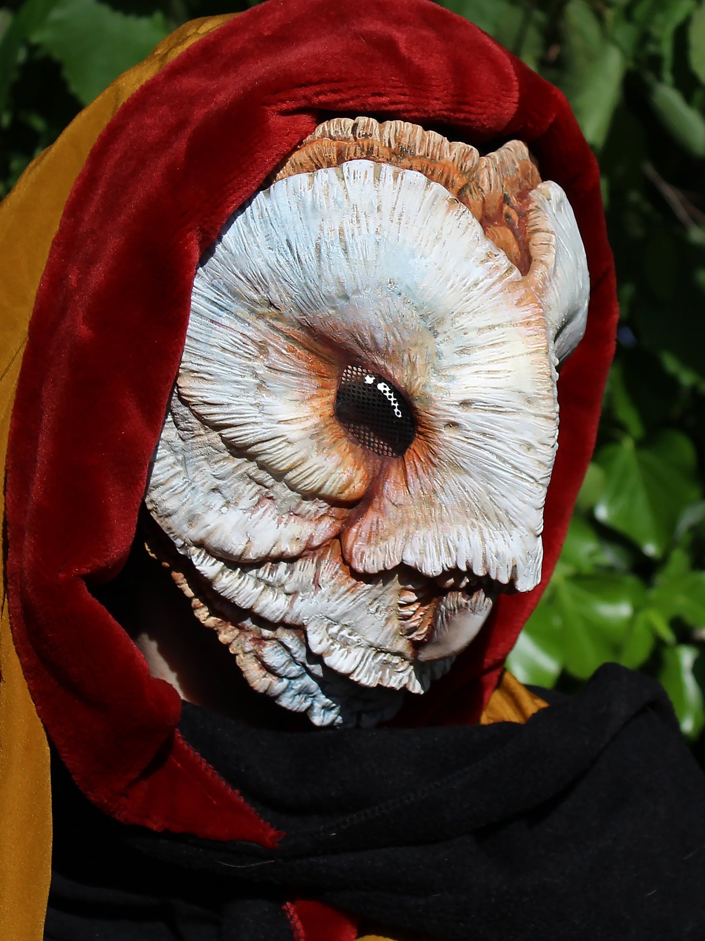 Pink barn owl mask with normal eyes perfect for cosplay costumes and Larp