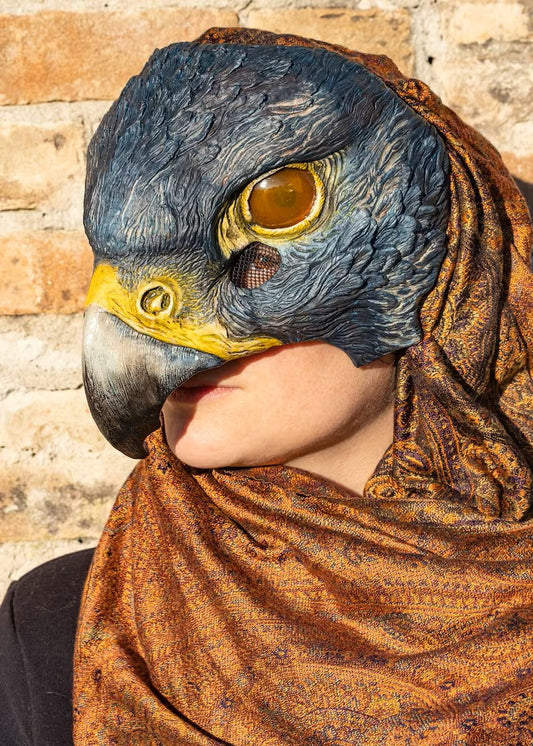 Horus mask perfect for cosplay costumes, Larp events with natural colors zenital view