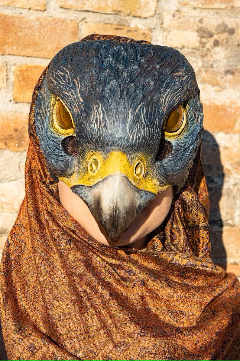 Horus mask perfect for cosplay costumes, Larp events with natural colors front view