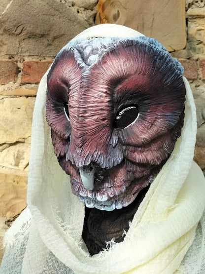 Dark Barn Owl mask- Ready to Ship
