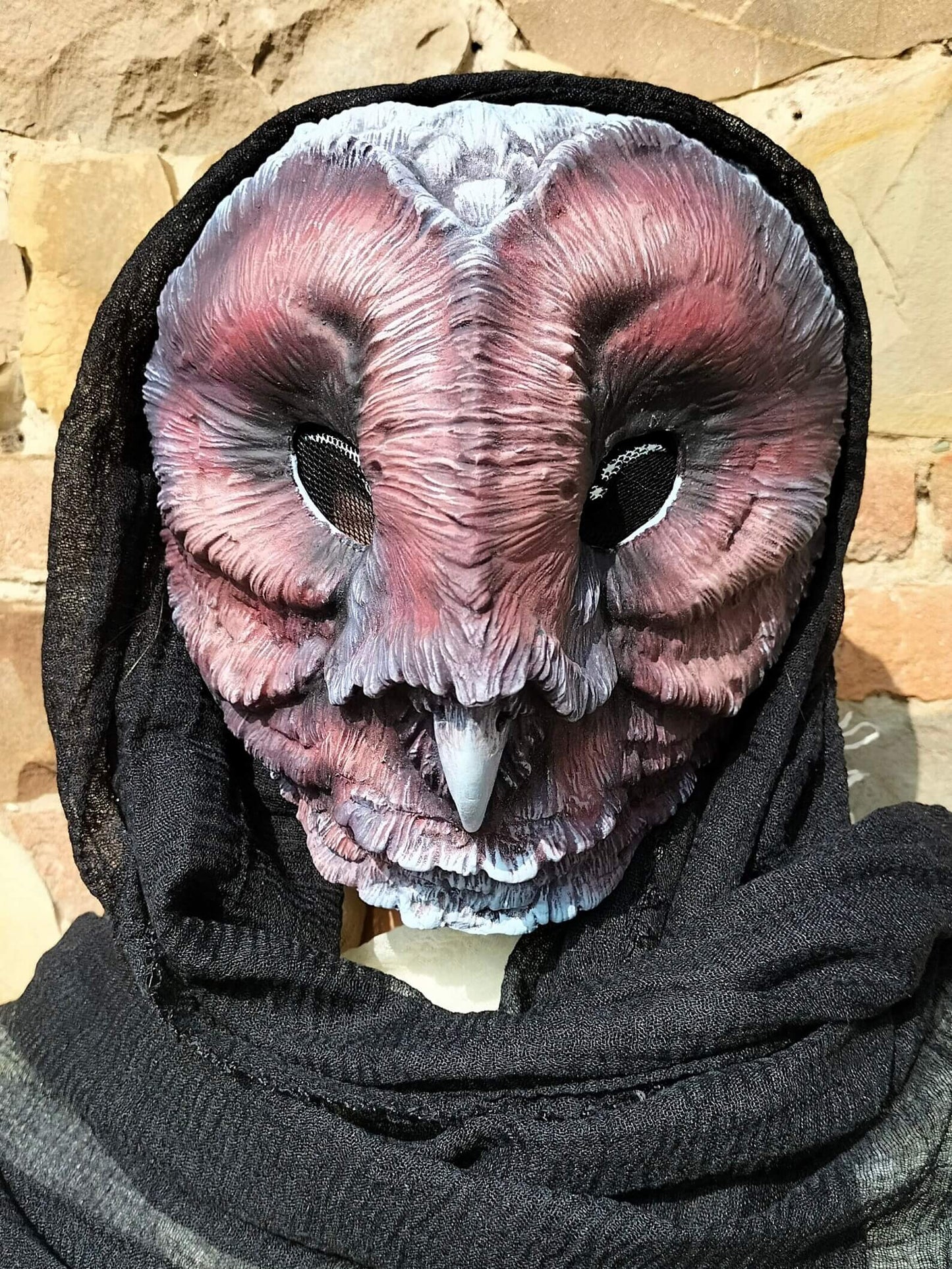 Dark Barn Owl mask- Ready to Ship