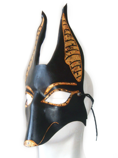 Close-up of the printable pattern provided in the tutorial for accurately crafting the Anubis mask shape.
