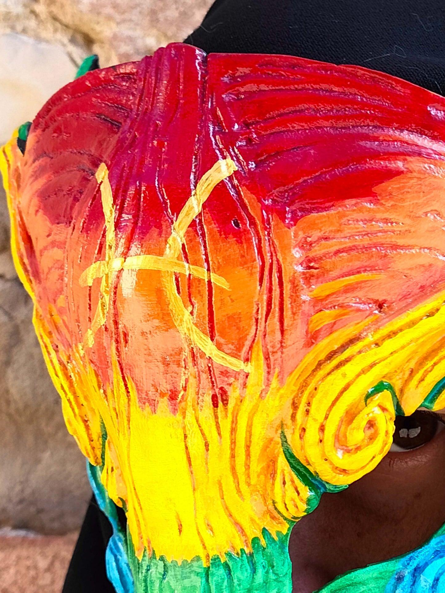 Custom-made Pride Oni mask; describe your preferred colors and symbol.