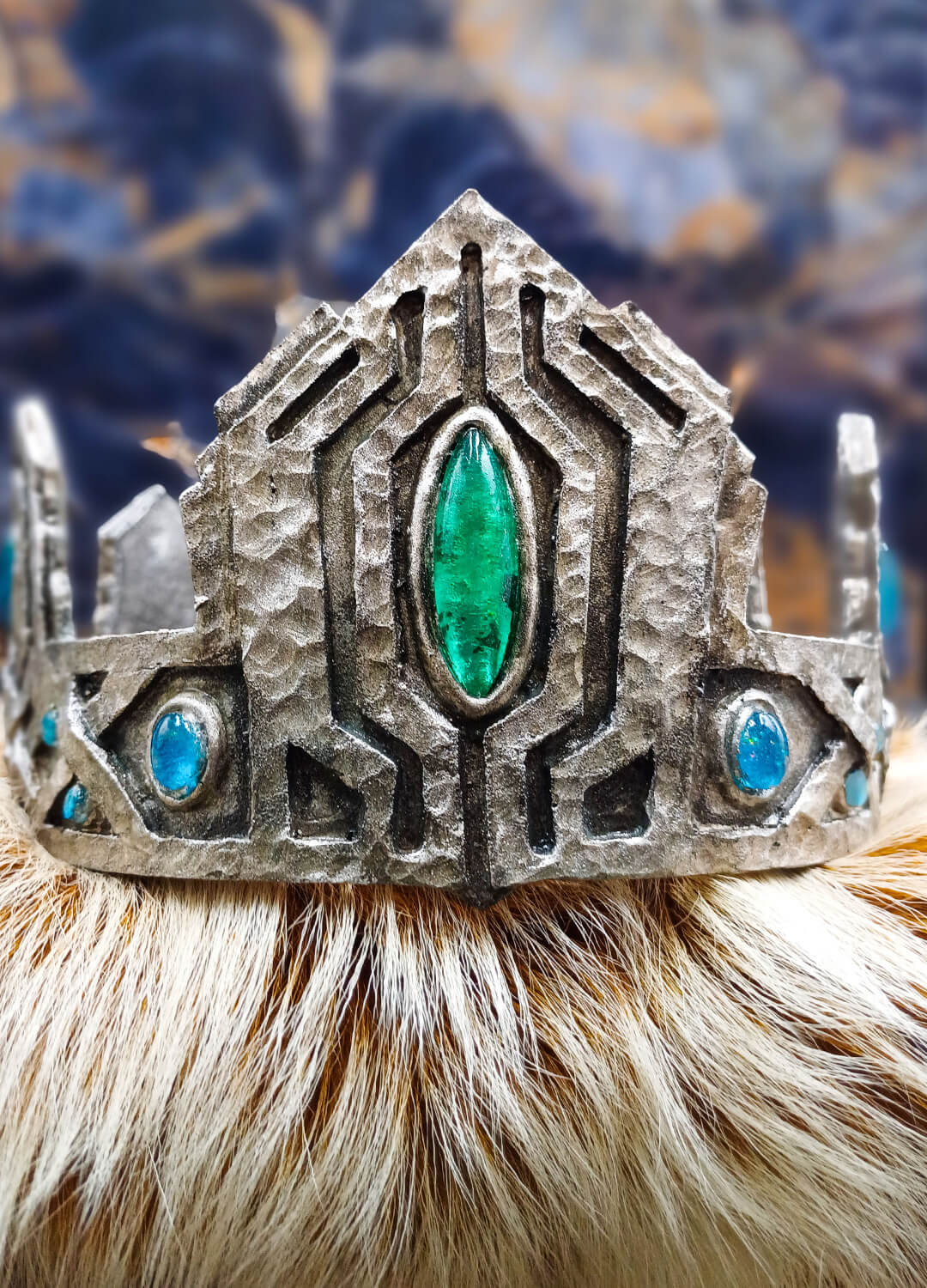 Resin-crafted dwarven headpiece with leather lining for comfort – a must-have accessory for fantasy enthusiasts.