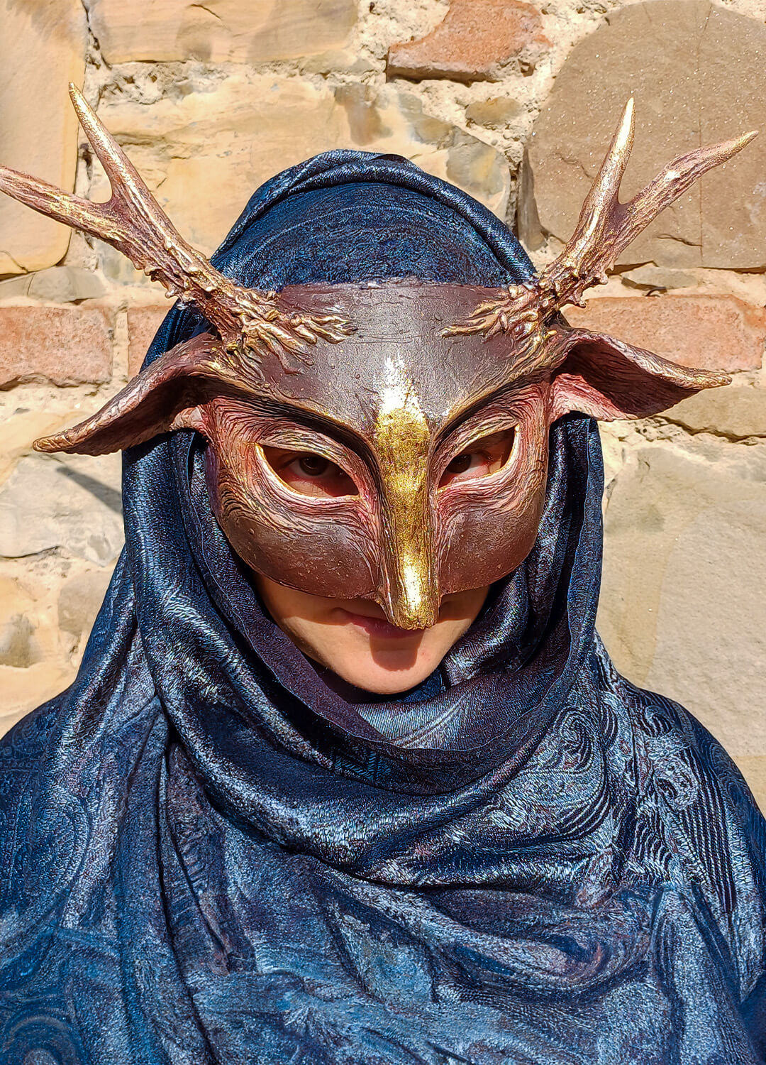 Blank Faun mask, inspired by mythology, white resin, ready for artistic design.