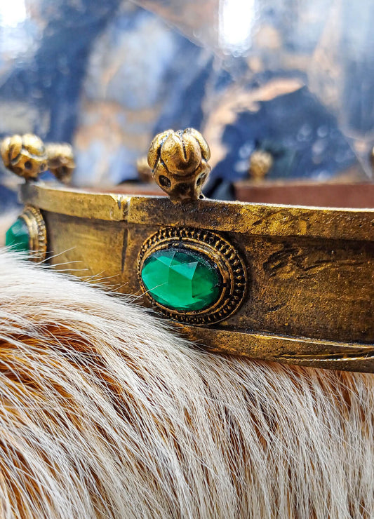 LARP crown with interior leather strip for comfort, handcrafted detail.