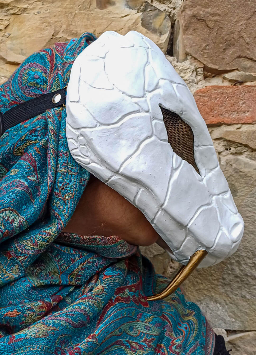 Nara Desert Snake Mask worn – Comfortable fit for role-playing and rituals