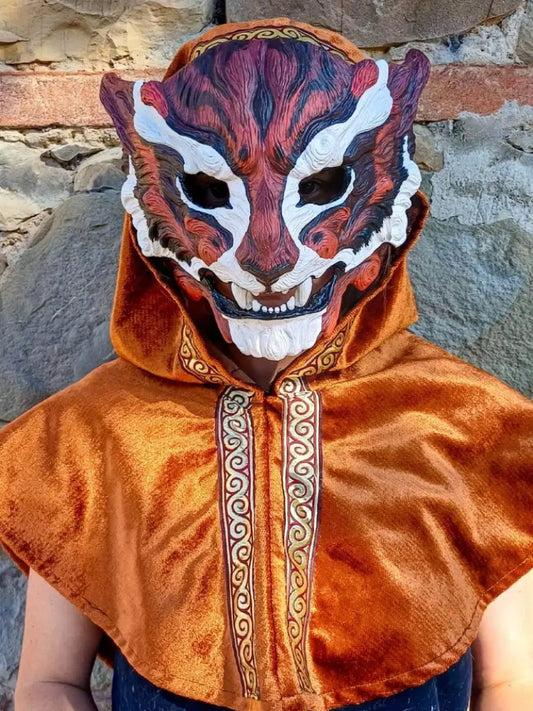 Articulated Bau Hu mask, white resin, with movable jaw and details ready for painting
