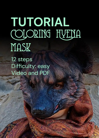 Tutorial painting mask hyena animal with acrylic color and step by step video and photos on youtube 