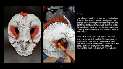 Sun-kissed mask painting tutorial, various mask styles, vibrant color examples.