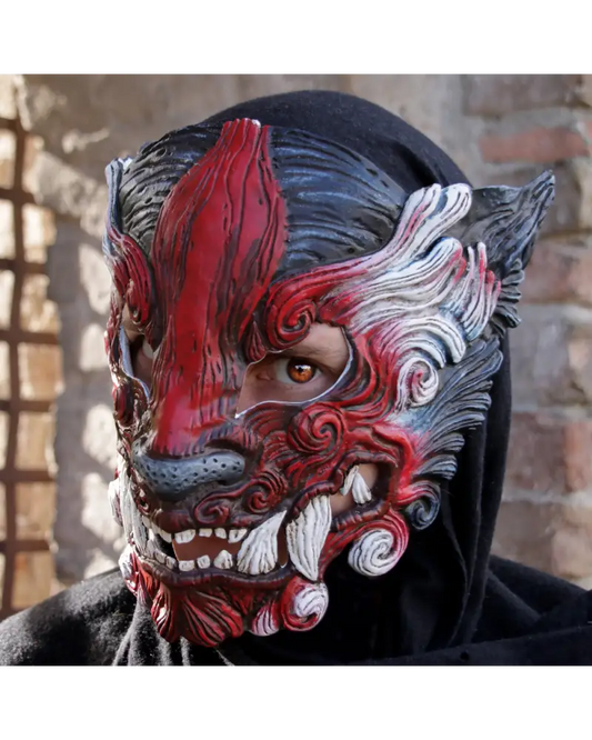 American Flag Oni Mask, handcrafted resin, cosplay and LARP, cyberpunk inspired.