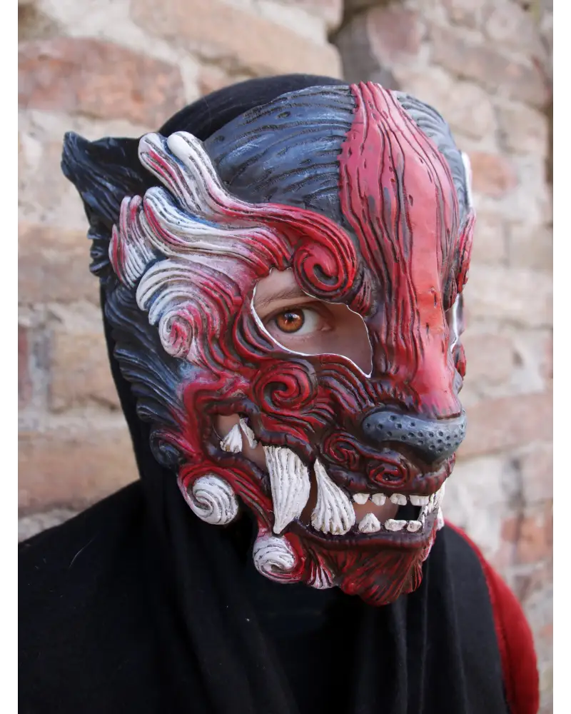 American Flag Oni Mask worn, comfortable fit, cosplay accessory, LARP, samurai.