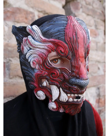 American Flag Oni Mask worn, comfortable fit, cosplay accessory, LARP, samurai.