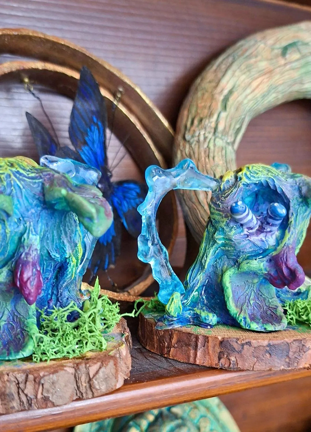 Apothecary mandrake emotional botanical sculpture resin handmade collectible, dark fantasy creature with exaggerated features and narrative design