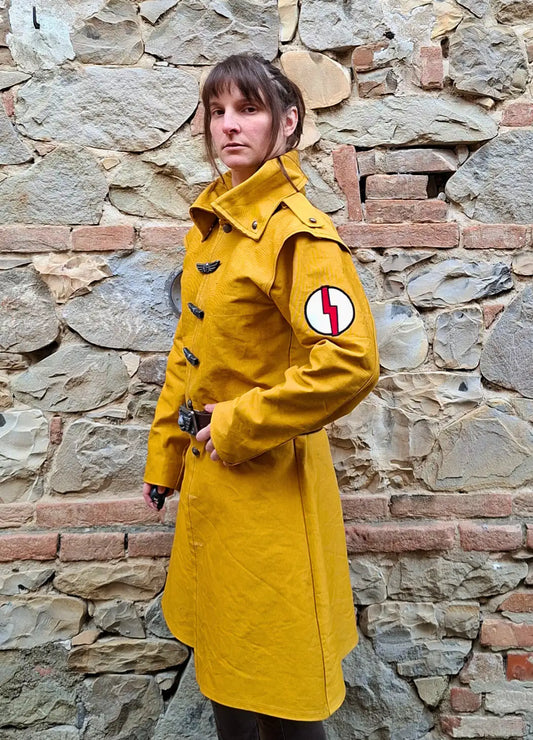 Handcrafted Steel Legion commissar coat inspired by Warhammer 40K cosplay costume design