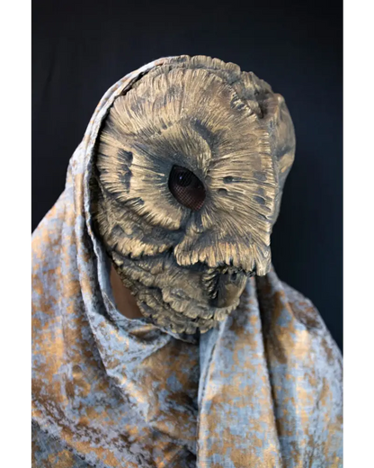 Made to order - Handcrafted copper owl mask, resin construction, unique design inspired by Venetian masks, ideal for masquerade events and theatrical performances