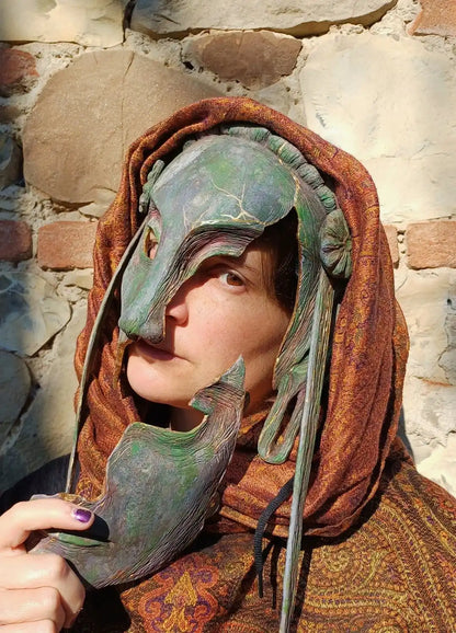 handcrafted kintsugi resin mask full face masquerade design