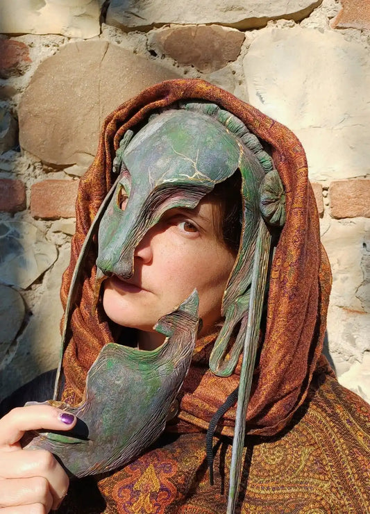 handcrafted kintsugi resin mask full face masquerade design