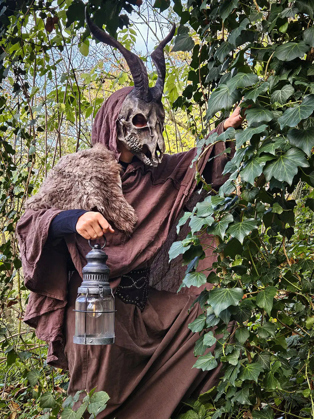 horned resin mask ram skull for rituals and cosplay